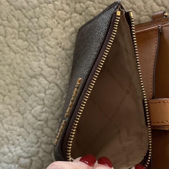 Michael Kors Brown Logo Zip Wallet with Gold Hardware - Picture 6 of 12